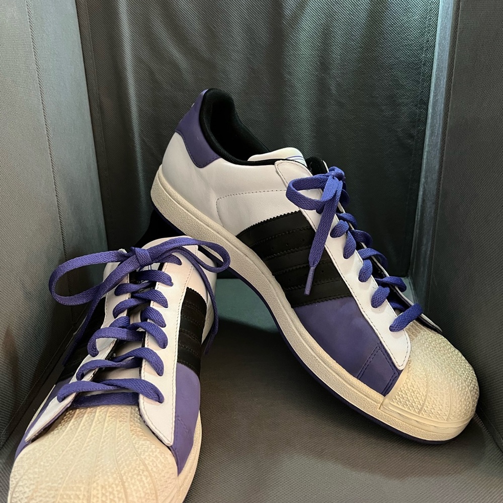 Adidas Purple and Black Superstar Sneakers- like new condition